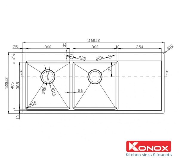 Topmount sink KN11650TD